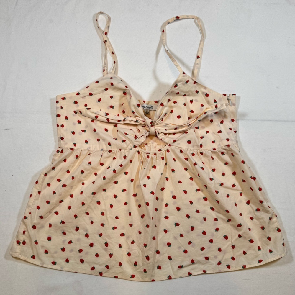 Madewell Worn-Once Women’s Adjustable Strawberry & Cream Top with Bow & Cutout